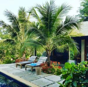 Pool area at the villa