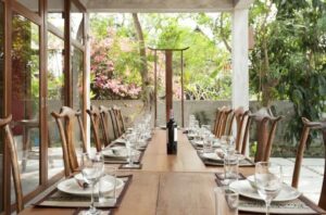 Outdoor dining at the private villa