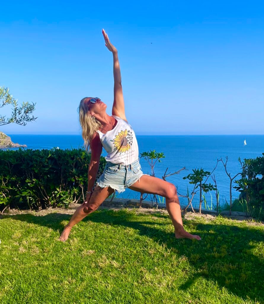 Yoga in the garden overlooking the Tyrrhenian Sea for our daily morning practice