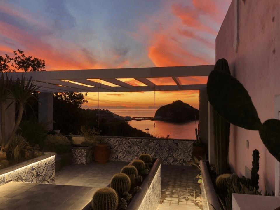Sunset at the yoga retreat in Italy